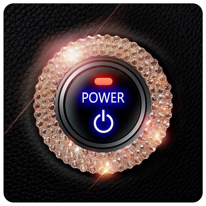 Murimt Bling Car Button Start Button Cover/Sticker for Wowen, Car Engine Start Stop Trim Ring, Shiny Crystal Rhinestone Key Ignition and Knob Ring (Rose Gold)… - Image 1